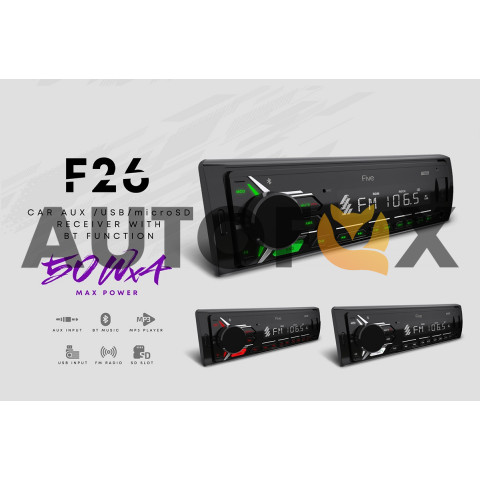 Five F26G (1din/зеленая/Bluetooth/USB/AUX/SD/FM/4*50).